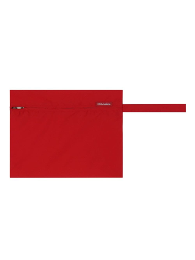 Dolce & Gabbana Logo-plaque Swim Shorts In Red