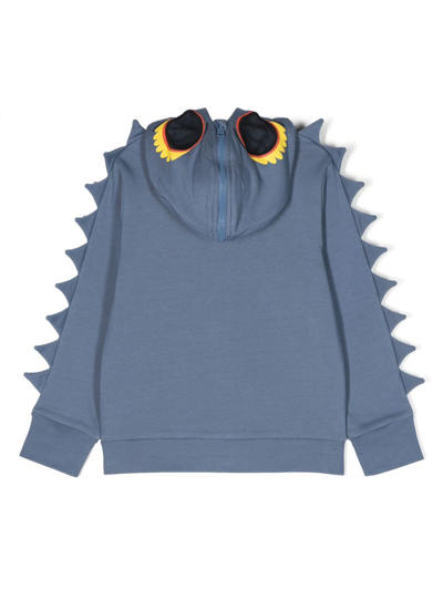 Shop Stella Mccartney Monster-print Organic-cotton Zipped Hoodie In Blue