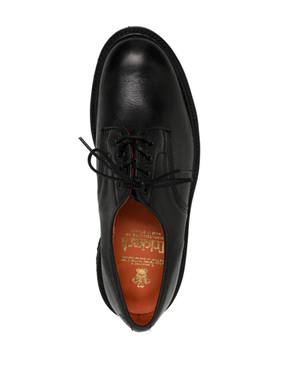 Shop Tricker's Lace-up Pebbled Leather Loafers In Black