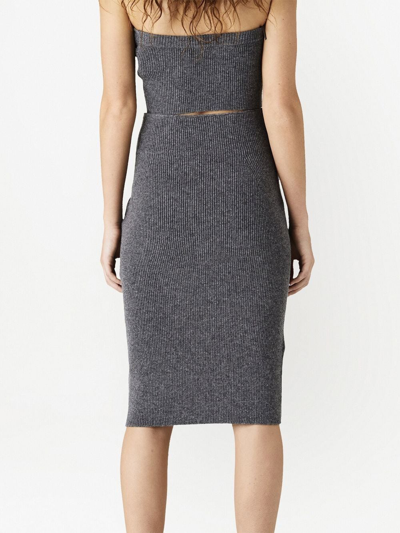 Shop Stella Mccartney Ribbed-knit Wool-blend Skirt In Grey