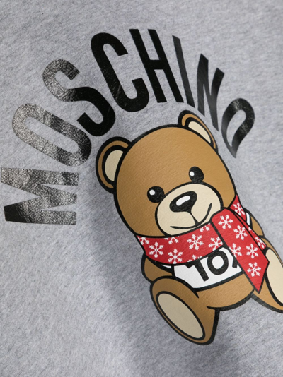 Shop Moschino Teddy Bear Logo-print Sweatshirt In Grey