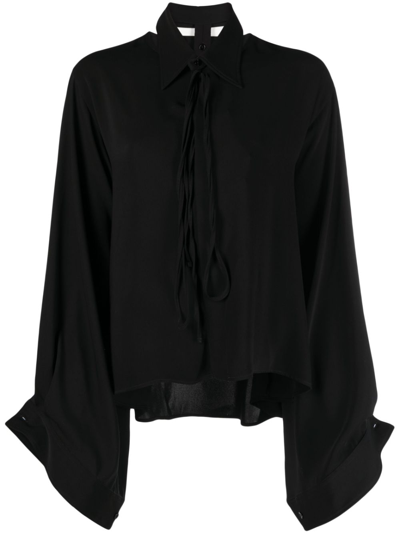 Shop Mm6 Maison Margiela Cut-out Collar Blouse In Black