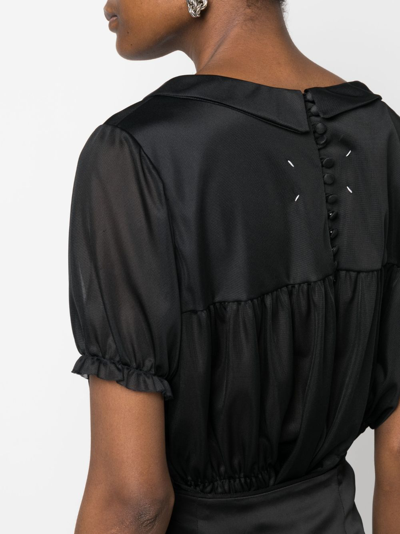 Shop Maison Margiela Four-stitch Ruched Bodysuit In Black