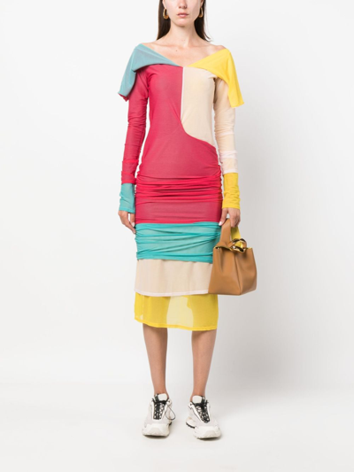 Shop Kiko Kostadinov Panelled-design Long-sleeve Dress In Pink