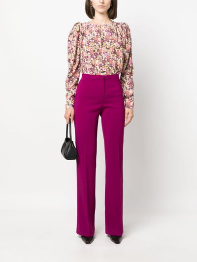 Shop Pinko High-waisted Flared Trousers In Pink