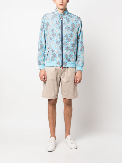 Kiton Graphic-print Bomber Jacket In Blue