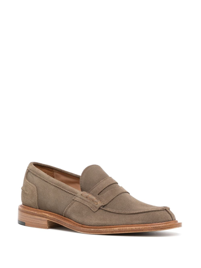 Shop Tricker's Slip-on Suede Loafers In Brown