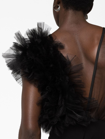 Alchemy Ruffled Single-sleeve Bodysuit In Black