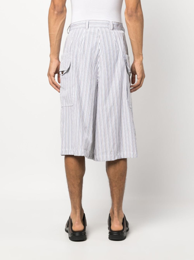 Shop Kiko Kostadinov Striped Jacquard Bermuda Shorts In White