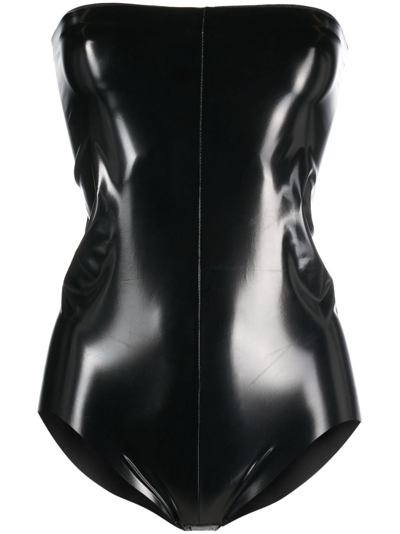 Shop Alchemy Faux-leather Bodysuit In Black