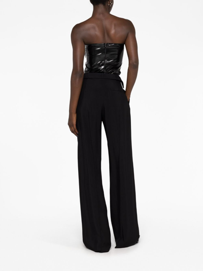 Alchemy X Lia Aram Patent-effect Strapless Bodysuit In Black