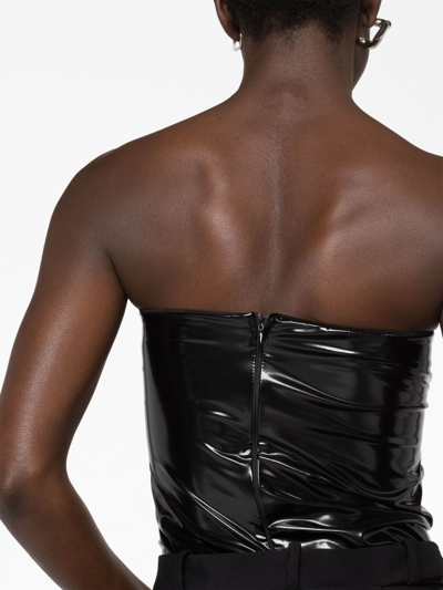 Alchemy X Lia Aram Patent-effect Strapless Bodysuit In Black