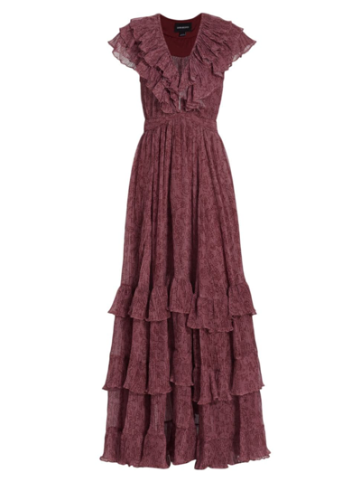 Shop Sabina Musayev Women's Infinity Chiffon Ruffled Maxi Dress In Antique Rose Print