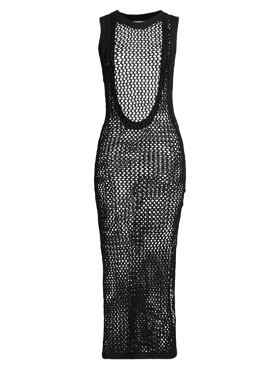 Shop Beach Riot Women's Holly Net Cover-up Midi-dress In Black