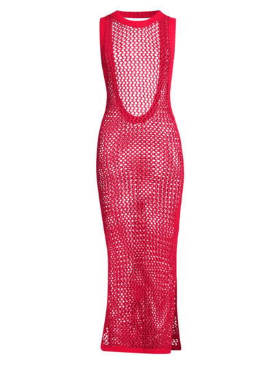 Beach Riot Women's Holly Net Cover-up Midi-dress In Red | ModeSens