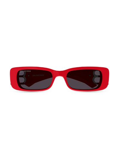 Shop Balenciaga Women's Dynasty 51mm Rectangular Sunglasses In Red