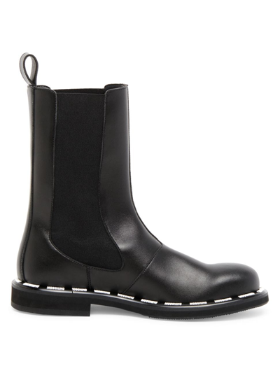 Shop Moschino Men's Leather Chelsea Boots In Black