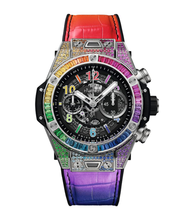 Shop Hublot Titanium Rainbow Big Bang Unico Watch 45mm In Black