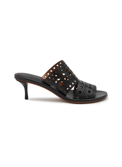 Shop Alaïa 55 Perforated Vienne Leather Heeled Sandals In Black