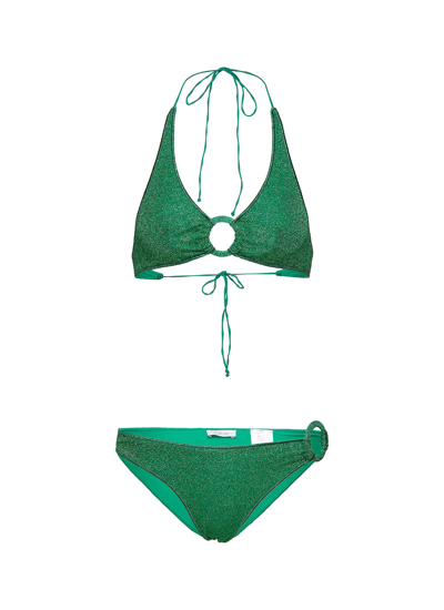 Shop Oseree Lumière O Ring Bikini Set In Green