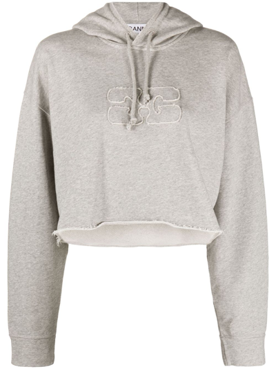 Shop Ganni Organic Cotton Oversized Organic Cotton Hoodie In Grey