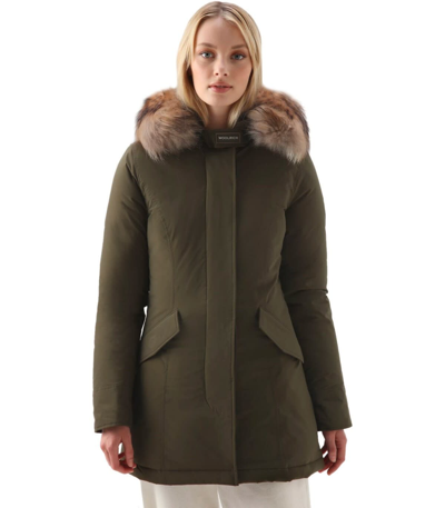 Shop Woolrich Luxury Artic Parka With Removable Fur In Dark Green