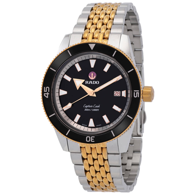 Shop Rado Captain Cook Automatic Black Dial Mens Watch R32137153 In Two Tone  / Black / Gold / Gold Tone