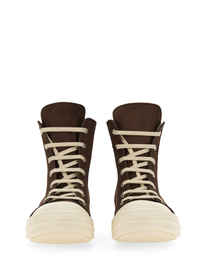 Shop Rick Owens Leather Sneaker In Marrone