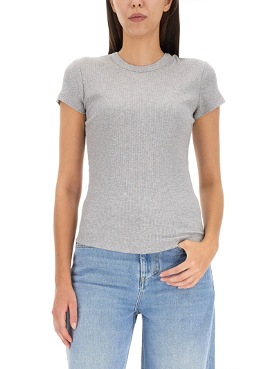 Isabel Marant Slim Fit Fine Ribbed Top In Grigio