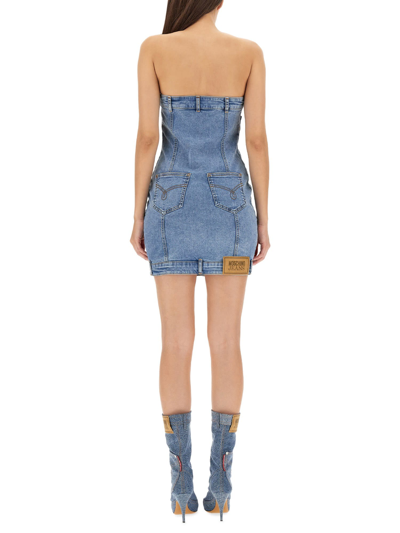 Shop M05ch1n0 Jeans Denim Dress In Blu