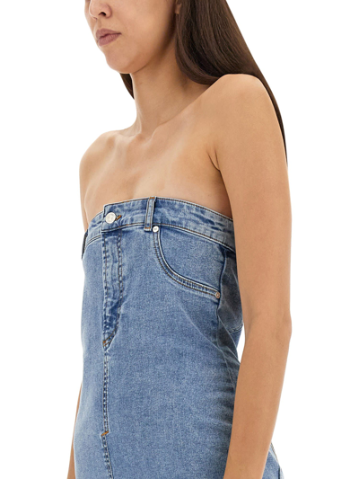 Shop M05ch1n0 Jeans Denim Dress In Blu