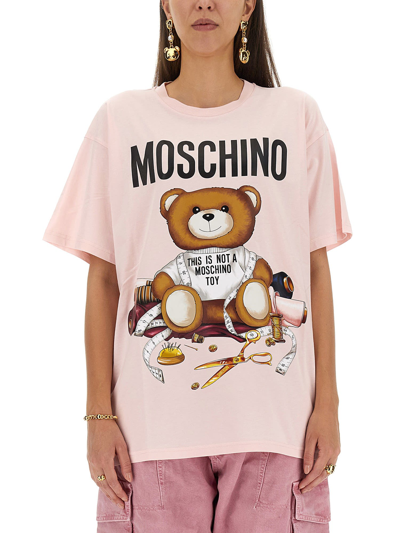 Shop Moschino Teddy Bear T-shirt In Rosa