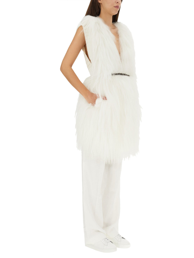 Shop Fabiana Filippi Fur Vest In Bianco