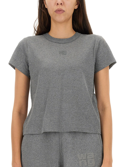 Shop Alexander Wang T T-shirt With Logo In Grigio