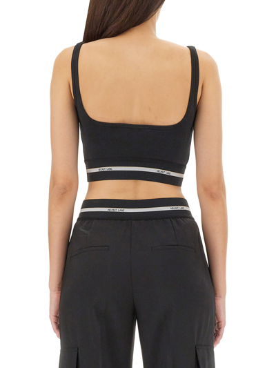 Shop Helmut Lang Crop Top With Logo In Nero