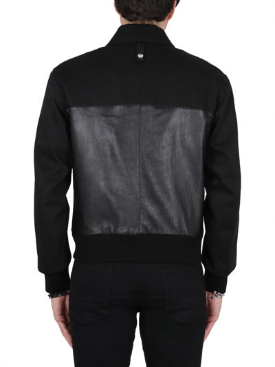 Shop Alexander Mcqueen Leather Bomber Jacket In Nero