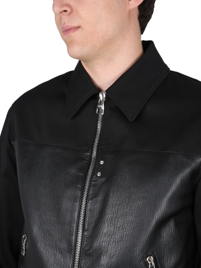 Shop Alexander Mcqueen Leather Bomber Jacket In Nero