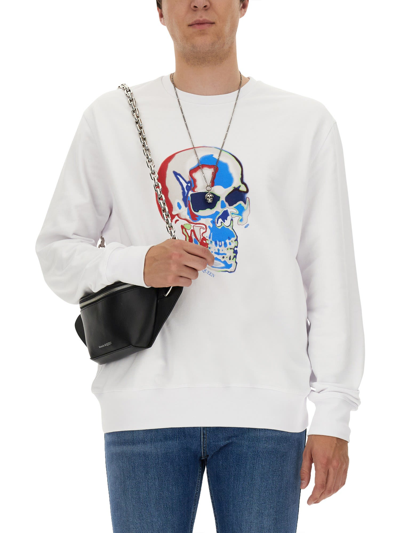 Shop Alexander Mcqueen Skull Sweatshirt In Bianco