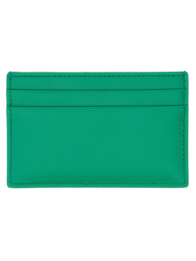 Shop Alexander Mcqueen Leather Card Holder In Verde