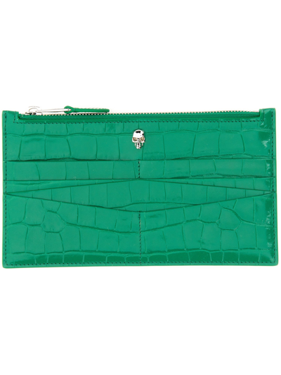 Shop Alexander Mcqueen Flat Wallet With Zipper In Verde