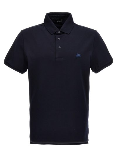 Shop Etro Logo Polo Shirt In Blue
