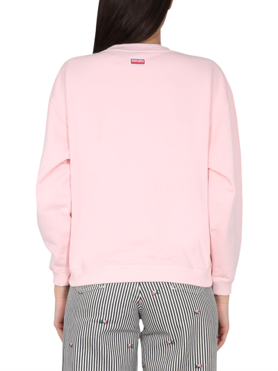 Shop Kenzo Sweatshirt With Logo Print In Rosa