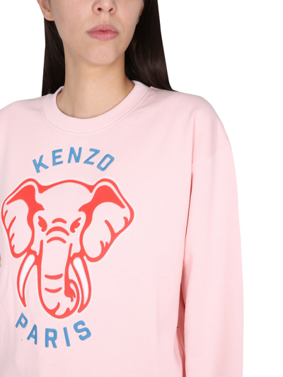 Shop Kenzo Sweatshirt With Logo Print In Rosa