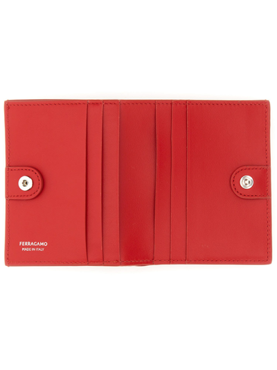 Shop Ferragamo Compact Wallet With Hook-and-eye Closure In Rosso