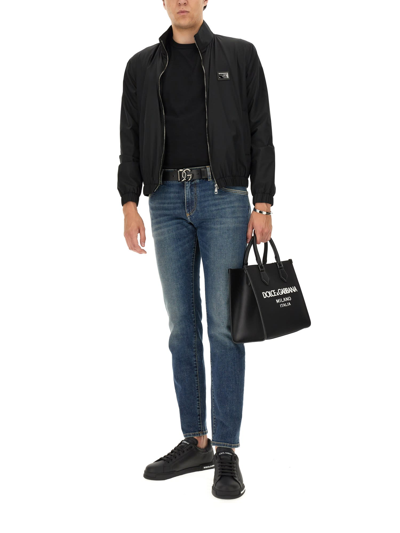 Shop Dolce & Gabbana Jacket With Logo Plaque In Nero