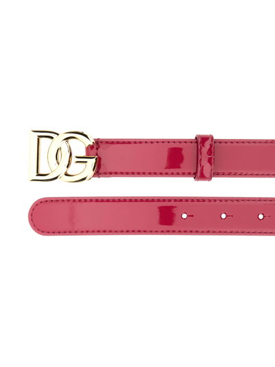 Shop Dolce & Gabbana Belt With Logo Buckle In Fucsia