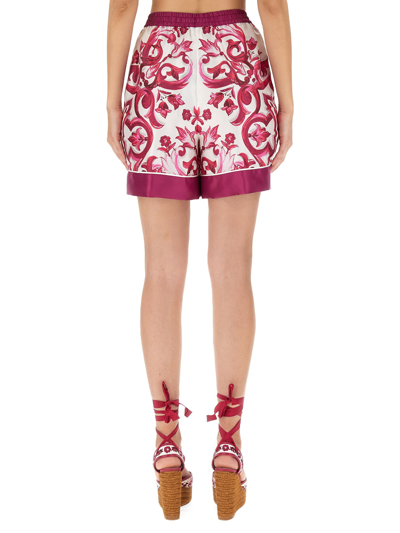 Shop Dolce & Gabbana Majolica Print Shorts In Fucsia