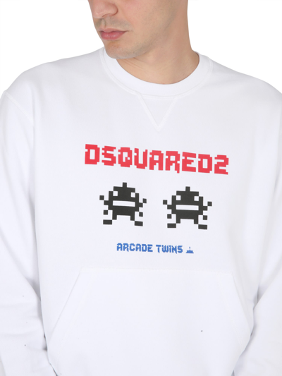 Shop Dsquared2 Sweatshirt With Logo Print In Bianco