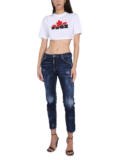 Shop Dsquared2 Cropped T-shirt In Bianco