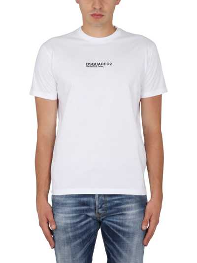 Shop Dsquared2 Mini Logo Print T-shirt In Bianco